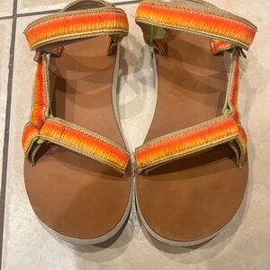 Teva Women's Original Sandals with Orange and Tan Straps